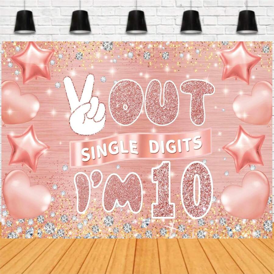 Banner Personalizzato Per Compleanno Con Foto - 150x90 Cm - Oro Rosa E Argento - Personalizzabile Con Nome, Età E Fino A 6 Foto - Per Interni/esterni - 4