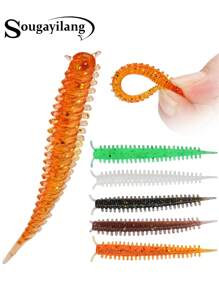 SOUGAYILANG Centipede Soft Fishing Lure 20Pcs Artificial Worm Bait 55mm Silicone Swimbait Earthworm Lures For Carp Bass Fishing Accessories