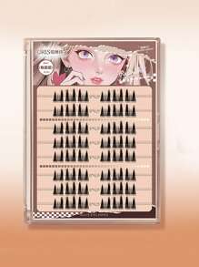 80 pièces Faux cils en poils de vison artificiel faits à la main, style L, 0,07 mm, 11-14 mm, réutilisables sans colle - Maillard - Boucle épaisse, bouclée, fine, aspect naturel pour tous les jours, noir, convient aux débutants pour un usage quotidien