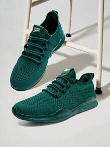 Men's Outdoor Fashionable Road Running Shoes Lightweight Fitness Shoes Breathable And Comfortable Sports Shoes Anti Slip Casual Shoes - Màu xanh lá cây đậm - Xem 1