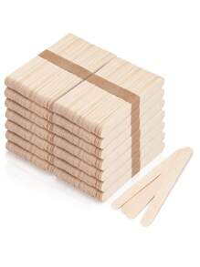 100pcs Professional Large Size Wooden Waxing Sticks Applicator Spatula - Beige - View 1