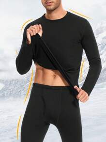 2 Bộ đồ lót giữ nhiệt trơn cho nam, đồ lót giữ nhiệt bằng vải lông cừu bên trong, đồ lót ấm áp mùa đông - Nhiều màu - Xem 4