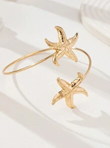1 pieza Brazalete de color dorado con forma de estrella de mar de verano para mujer, joyería de playa, joyería para fiesta en la piscina