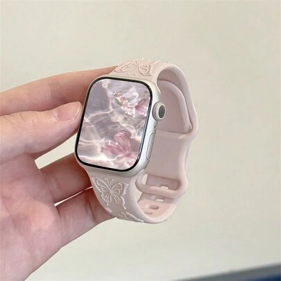 Dây đeo silicon mềm hình hoa bướm 3D dễ thương, ngọt ngào, tương thích với Apple Watch S11 49MM 46 45 44MM 42 41 40 38MM, dây đeo cổ tay nhẹ, thoải mái, đáng yêu, tương thích với Series 11 10 9 8 7 6 5, dây đeo đồng hồ thời trang, quà tặng
