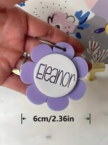 1 件定制雏菊钥匙扣包标签 - 雏菊形状钥匙扣，轻质亚克力，个性化姓名行李和婴儿包识别标签 - 彩色 - 查看 4
