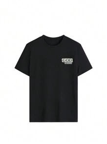 女士新款夏季口号：棕榈树印花休闲圆领短袖 T 恤，适合日常休闲和时尚度假风格。图案 T 恤女士度假装女士黑色上衣 - 黑色 - 查看 4