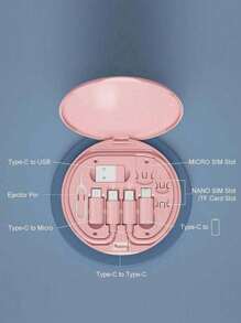 1Pc Multifunctional Data Cable Kit With Charging Storage Box, 60W Fast Charging, Can Be Used As A Mobile Phone Model Holder Simple Portable Charging Cable Adapter Kit, USB Lightning Adapter Adapter Kit College Dorm Essentials Travel Essentials Travel Accessories Travel Must Haves Beach Vacation Summer Holiday School Accessories Back To School Supplies Stuff - Multicolor - View 10