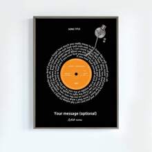 定制歌词帆布海报、歌词壁画、黑胶唱片、音乐礼品、第一支舞、婚礼歌词印刷品适用于家居壁挂装饰（无框架）