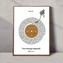 定制歌词帆布海报、歌词壁画、黑胶唱片、音乐礼品、第一支舞、婚礼歌词印刷品适用于家居壁挂装饰（无框架）