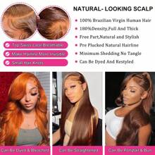 GABRIELLE 30 Inch Chocolate Brown Wigs Human Hair 13x4 Body Wave Lace Front Wigs Human Hair 180 Density Colored #4 Transparent Lace Frontal Human Hair Wigs 13x4 Body Wave Brown Wig Human Hair For Women - Màu nâu Sô-cô-la - Xem 5