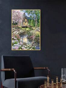 1 件 DIY 钻石画 - 带溪流和小屋的风景，全钻，家居装饰，11.8*15.7 英寸 - 彩色 - 查看 3