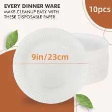 100/200pcs White Paper Plates - Lightweight Disposable Uncoated Party Plates, Snack Cake Plates Serving Tableware, Decorative Paper Plates For Crafts, For Dinner, BBQ, Outdoor, Picnic And Dessert ﻿ - White - View 15