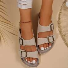 Cork Footbed Slide Sandals For Women - Comfortable With Adjustable Straps - Màu be - Xem 6
