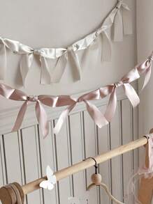 蝴蝶结手工丝带拉花横幅装饰流行布置装饰（长60cm，8个蝴蝶结） - 彩色 - 查看 3