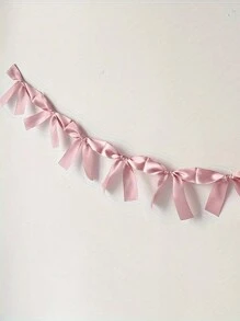 蝴蝶结手工丝带拉花横幅装饰流行布置装饰（长60cm，8个蝴蝶结） - 彩色 - 查看 1