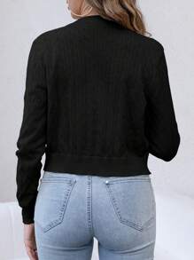 Suéter de mujer, cárdigan de punto corto, manga larga, bolero ligero, boleros cortos - Negro - Ver 4