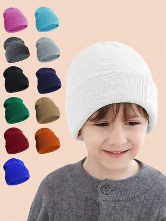1 Piece 5-16 Years Old Children's Knitted Hats, Cute Knitted Hats For Boys And Girls, Multiple Colors Warm Children's Hats Suitable For Fall And Winter Season Boys And Girls Daily Wear
