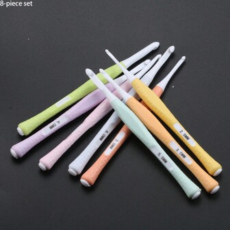 8 件套舒适握把钩针套装，符合人体工程学的硅胶手柄，用于针织、缝纫和手工制作的 Abs 钩针，适用于毛衣、围巾 DIY、毛衣纱线编织工具单头钩，完美的编织工具，精美的礼物。