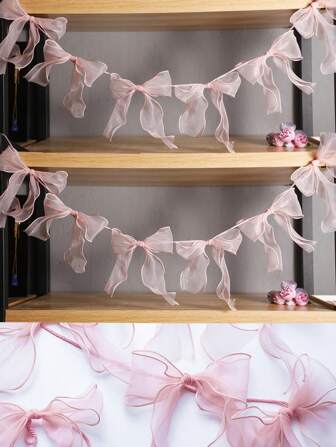 1Pc Valentine's Day Organza Ribbon Bows Set, Decorative Craft Bows For Party, Gift Wrapping, Wedding Decoration,Mother's Day Gifts,DIY Accessories,Halloween Decoration,Fireplace Decoration
