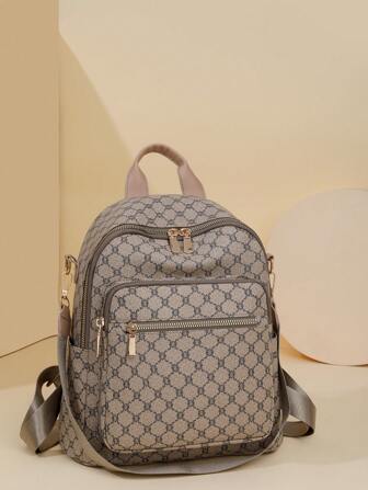 Vintage Women Backpack, Fashion Plaid PU Leather Backpack, Casual Daypack, Shoulder Bag, Travel Bag, Preppy Backpack For School Back To School Essentials