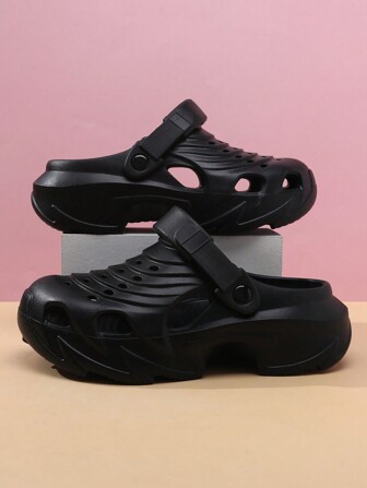 New Men's Breathable Lightweight Slip-On Clogs, Round Toe, Flat, Non-Slip, Casual And Simple Style, Versatile Garden Sandals