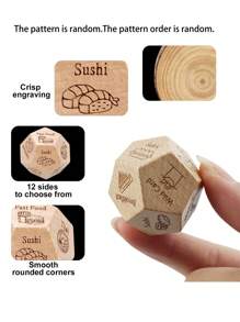 Date Night Dice For Couples Wooden Food Dice,Dice For Her Him Couples Gift Ideas Food Decision Dice Games Birthday Valentines Day Gifts For Boyfriend Girlfriend Men Women Gifts For Wife Husband, What To Watch Decision For Movie Dice, For Him Her Unique Wedding Gifts 12-Sided Design Stocking Stuffers, Anniversary, Valentine's Day - Multicolor - View 3
