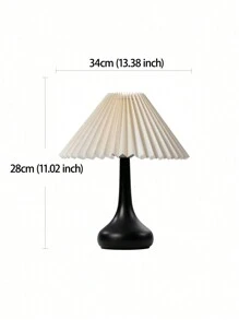 1 pezzo Lampada da tavolo nera semplice, lampada da tavolo fatta a mano con plissettatura, lampada da tavolo retrò, lampada da comodino in legno stile nordico, adatta per hotel, sala da pranzo, campeggio, luce calda, lampada d'atmosfera