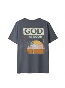 Ladies' New Summer Slogan: Palm Tree Print Casual Round Neck Short Sleeved T-Shirt, Versatile For Daily Leisure And Fashionable Vacation Style.Graphic Tees Women Vacation Outfits Women Black Top