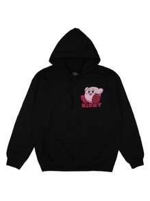 Nintendo Men's Kirby Pink Round Hero Graphic Print Gamer Pullover Hoodie - 黑色 - 查看 1