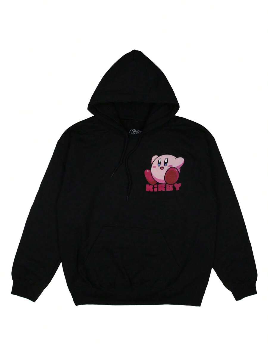 Nintendo Men's Kirby Pink Round Hero Graphic Print Gamer Pullover Hoodie - 黑色 - 查看 1
