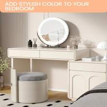19'' Vanity Mirror With LED Lights, Large Round Makeup Mirror With Touch Control And 3 Color Lighting Modes, 360° Rotation, Round Vanity Mirror For Bedroom, Tabletop, Living Room - Gold - View 8