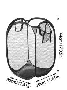 1pc Foldable Hamper With Side Pocket, Large Capacity Laundry Basket