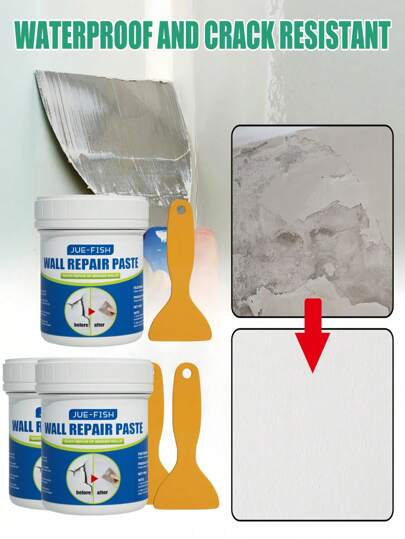 1pc.2pcs 3pcs Wall Repair Paste To Cover Stains And Repair Wall Paste Wall Paint Peeling Moisture-Proof Wall Paint Crack Repair Agent (New Version Boss Randomly Shipped)White Waterproof Anti-Mildew Wall Repair Cream For Covering Stains
