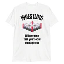 Wrestling And Social Media - Funny Wrestling Shirt Oversized Short Sleeve Classic Heavy Cotton T Shirt Printed Graphic Tee Women's Casual Short-Sleeved Top - White - View 1