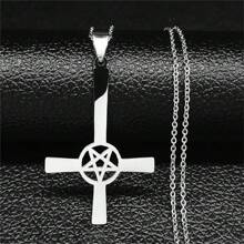 Large Talisman Baphomet Stainless Steel Necklace Goth Pagan Pentagram For Men Satan Gothic Goat Jewelry Satan Amulet - Multicolor - View 10