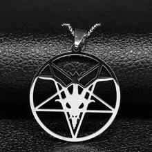 Large Talisman Baphomet Stainless Steel Necklace Goth Pagan Pentagram For Men Satan Gothic Goat Jewelry Satan Amulet - Multicolor - View 16