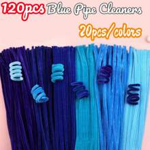 100/120/300 件蓝色管道清洁器工艺套装，配有 1 个分步视频，6 种颜色，雪尼尔茎用于创意 DIY 艺术项目，厚而柔软的扭曲用于工艺花束、礼品制作、家居装饰用品 - 彩色 - 查看 14