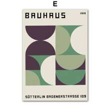 1 pièce Œuvre murale d'art moderne minimaliste aux lignes de couleur verte Bauhaus. Affiche, impression sur canevas, peinture abstraite pour la décoration du salon, sans cadre