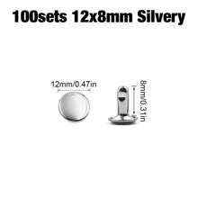 100pcs/Set 5-15mm Silver-Color Metal Spiked Double Cap Rivet Suitable For Leather Craft, Accessories, Shoes, Bags, Belt, Clothing Repair - Silvery - View 22