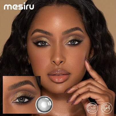 MESIRU 1 Pair Grey Soft Contact Lenses 14.5mm Suitable For Daily Wear. Annual Disposable Cosmetic Lenses Halloween Costume Cosplay