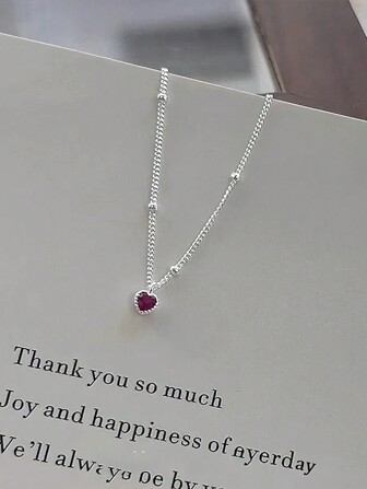 925 纯银迷你甜心吊坠项链，优雅简约设计颈链项链礼物