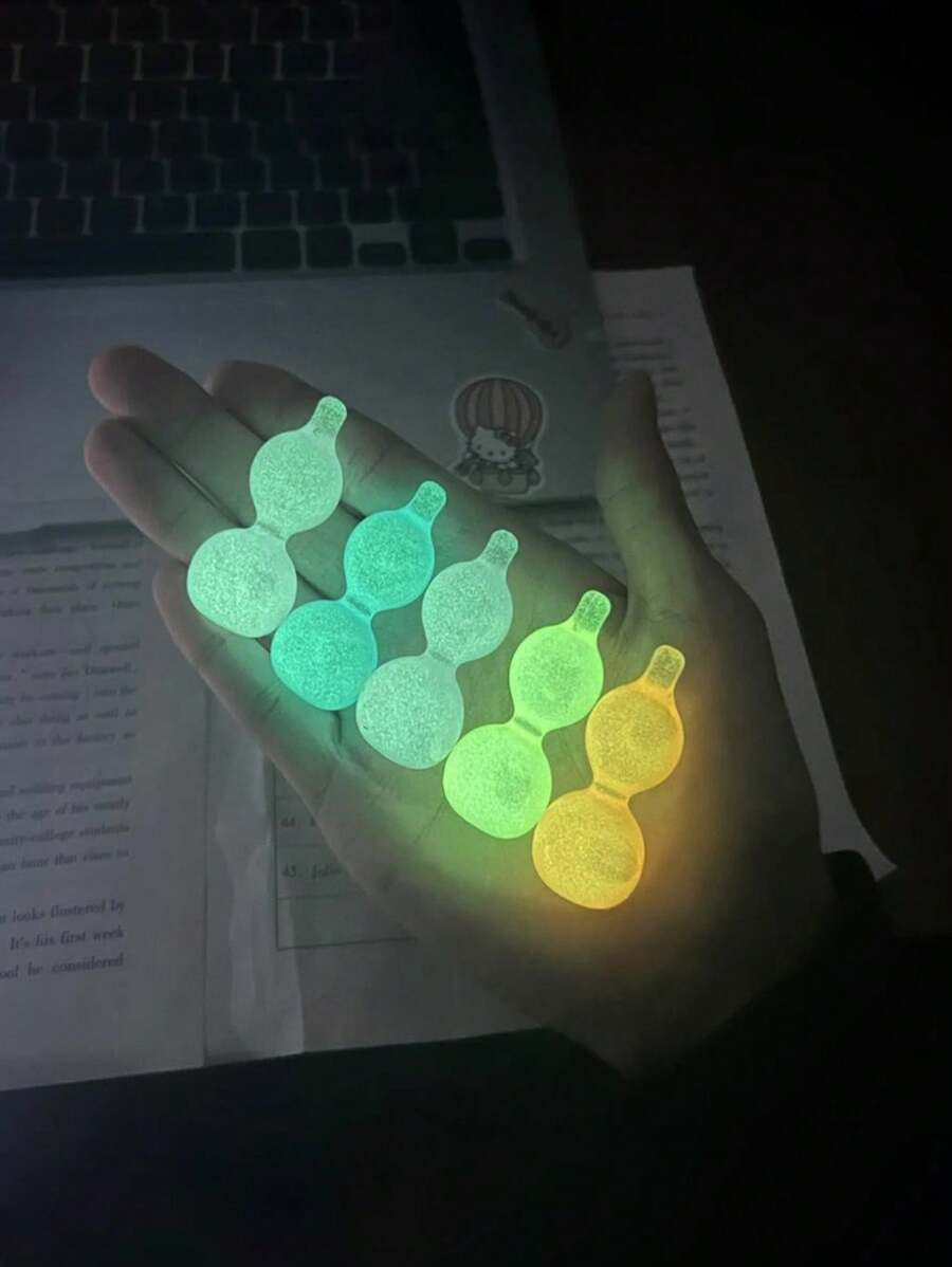 5pcs/10pcs Assorted Glow-In-The-Dark Mini Gourd Fidget Stress Relief Pendant Necklace Keychain Desk Decor - Multicolor - View 1