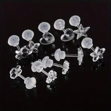 10pcs Transparent Flower Heart Stud Earrings Simple Plastic Ear Jewelry Retro Resin Earrings For Women Daily Wear Valentines - Earrings - View 7