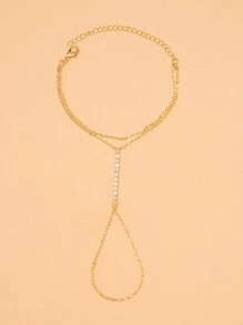 1pc Simple Golden Diamond-Inlaid Hand Chain For Party