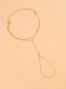 1pc Simple Golden Diamond-Inlaid Hand Chain For Party