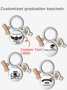 1pc Customized Graduate Keychain, Unique Keychain Funny Gift For Postgraduate Students, Teachers, Suitable For Kids, Partners, Friends And Classmates, Stainless Steel