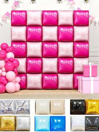 50pcs, 19-Inch Double-Sided Square Background Wall Balloons With Straps, Birthday, Weddings, Anniversaries, Holiday Party Decorations, Theme Party Background Wall Decoration Supplies