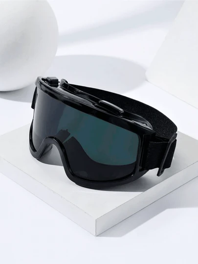 1 pieza Gafas de esquí negras extragrandes con banda elástica, esponja de tacto suave, UV400, a prueba de viento, a prueba de arena, a prueba de polvo, máscara protectora, adecuado para planeadores, esquí, ciclismo, aventuras, motocicletas, off-road, a prueba de barro, lavable, deportes al aire libre, capa de película reflectante