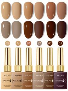6Colors 15ml Gel Nail Polish Series Starter Pure Soak Off No Wipe Nail Gel Polish Suitable For All Seasons