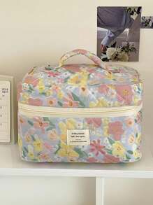 大容量印花化妆包，带提手，便携式化妆工具收纳包，加厚印花化妆包，女士旅行收纳包，化妆品包，旅行洗漱包，家居必备